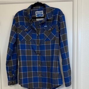 DIXXON Ladies  Used Gray Plaid Button Down Flannel